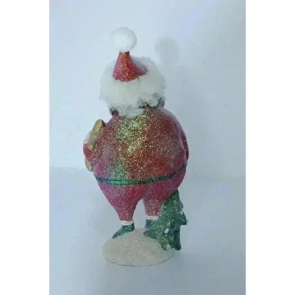 Roman Inc. Santa w/ Star & Tree Glitter Whimsical Distressed BOHO 11 inches NWT - Picture 4 of 7